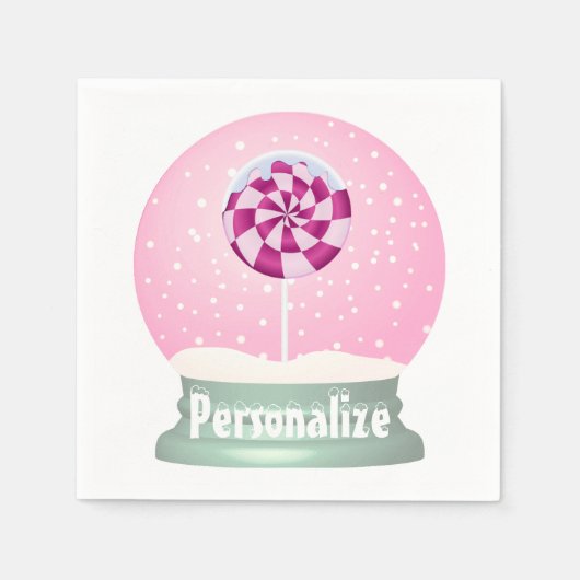 Lollipop-Schneekugel niedliche Rosa Girl Winter Serviette (Vorderseite)