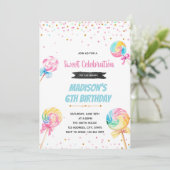 Lollipop-Süßigkeiten Einladung zum Geburtstag (Stehend Vorderseite)