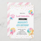 Lollipop-Süßigkeiten Einladung zum Geburtstag (Vorne/Hinten)