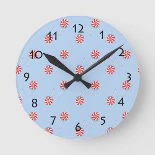 Lollipop Sweet Candy Blue Wall Runde Wanduhr