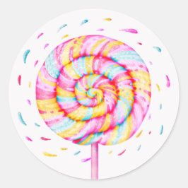 Lollipop Sweet Candy Caramel Drops Illustration Runder Aufkleber