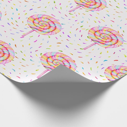 Lollipop Sweet Candy Caramel Droptern Muster Geschenkpapier (Ecke)