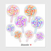 Lollipop Sweet Candy Caramel Illustration Aufkleber (Blatt)