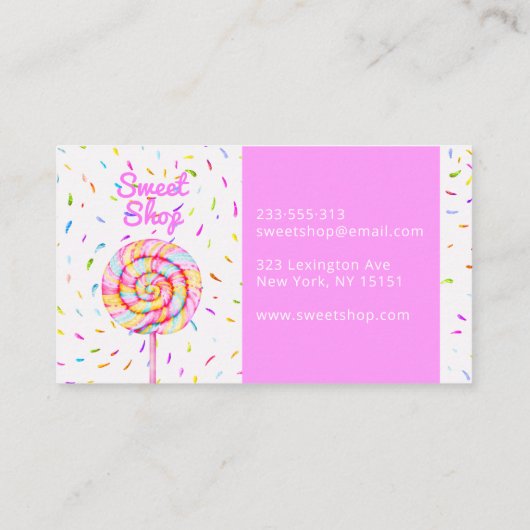 Lollipop Sweet Candy Illustration Homemade Pink Visitenkarte (Rückseite)