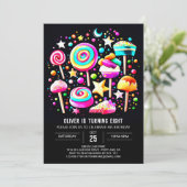 Lollipop Wonderland Bliss Birthday Einladung (Stehend Vorderseite)