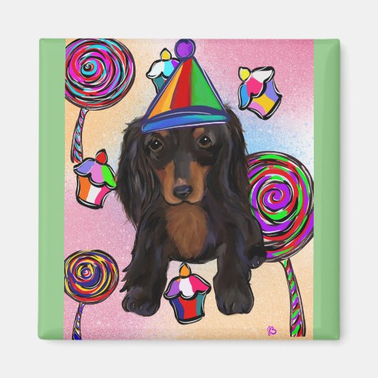 Lollipops Black Dackel Magnet (Vorne)