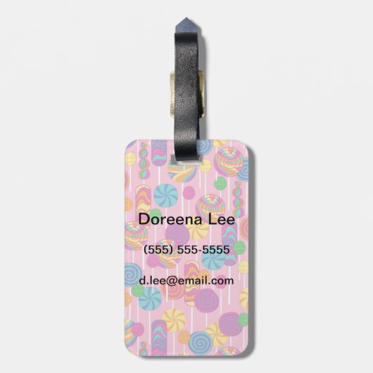 Lollipops-Bonbons-Muster Gepäckanhänger (Rückseite vertikal)