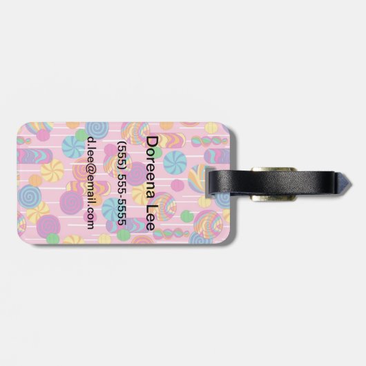 Lollipops-Bonbons-Muster Gepäckanhänger (Rückseite horizontal)