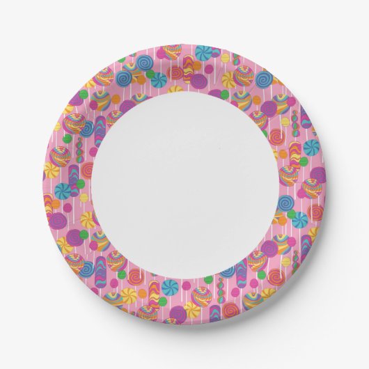 Lollipops-Bonbons-Muster Pappteller (Vorderseite)