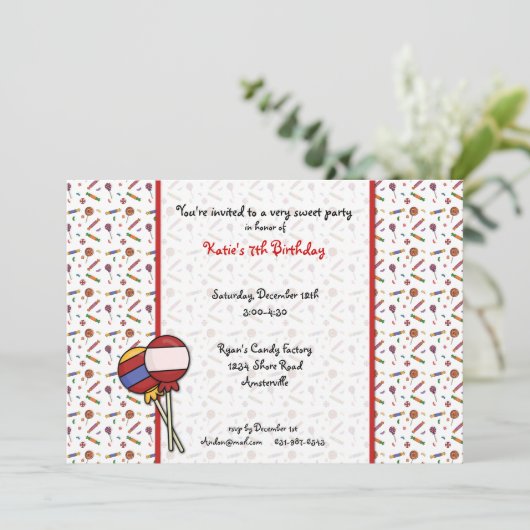 Lollipops Einladung (Stehend Vorderseite)
