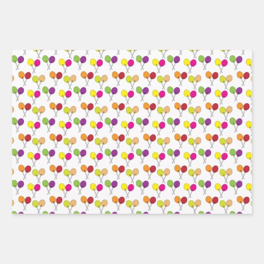 Lollipops in grün, lila, rosa, gelb geschenkpapier set (Vorderseite 3)