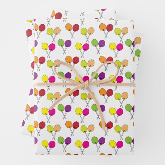 Lollipops in grün, lila, rosa, gelb geschenkpapier set (Beispiel)