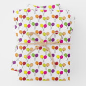 Lollipops in grün, lila, rosa, gelb geschenkpapier set (Beispiel)