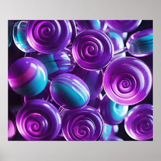 Lollipops in Schattierungen Lila und Aquamariner Poster (Vorne)