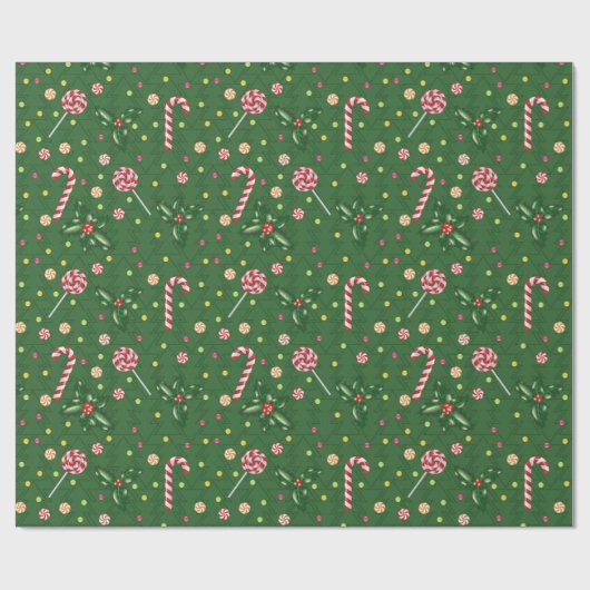 Lollipops und Candy Canes Geschenkpapier (Flach)