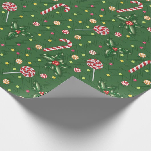 Lollipops und Candy Canes Geschenkpapier (Ecke)