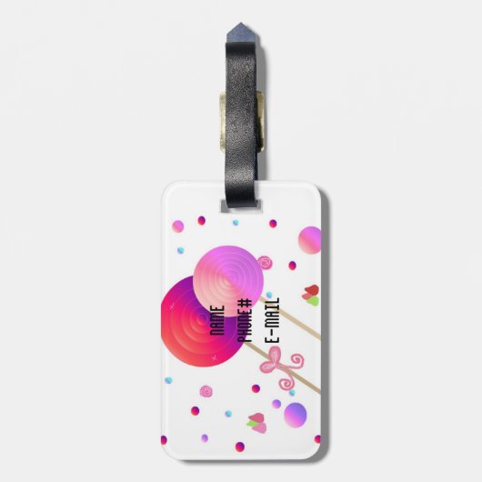 Lollipops und Candy Dots Gepäckanhänger (Rückseite vertikal)