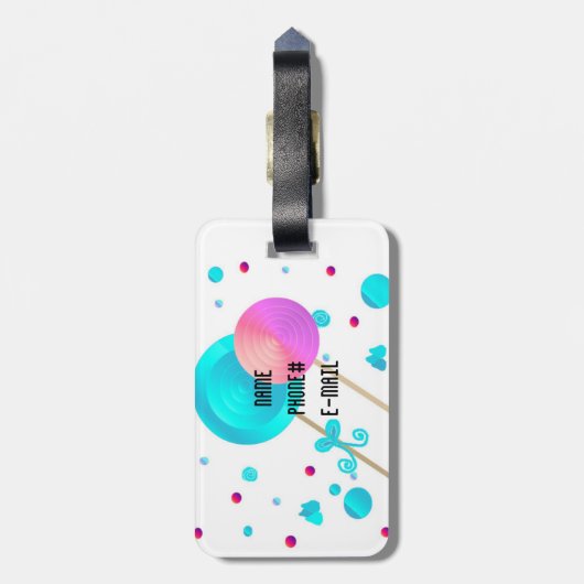 Lollipops und Candy Dots Gepäckanhänger (Rückseite vertikal)