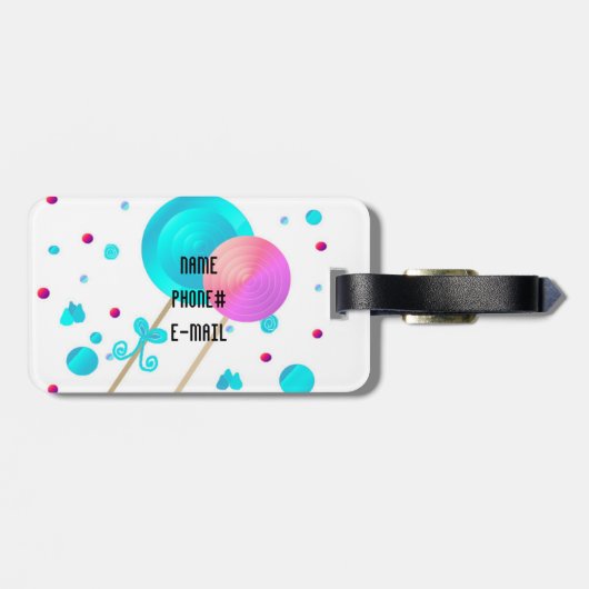 Lollipops und Candy Dots Gepäckanhänger (Rückseite horizontal)