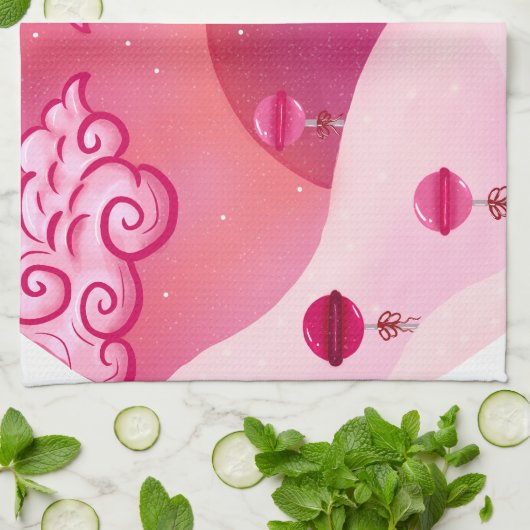 Lollipops und hübsche Wolken Geschirrtuch (Gefaltet)