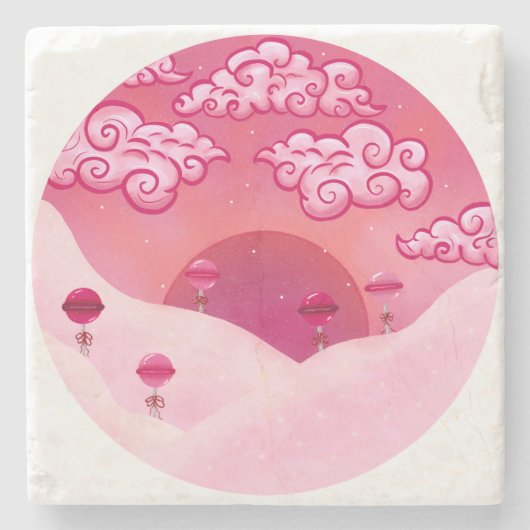 Lollipops und hübsche Wolken Steinuntersetzer (Vorderseite)