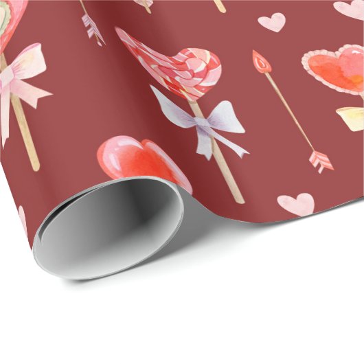 Lollipops und Pfeile Geschenkpapier (Rolleneckpunkt)