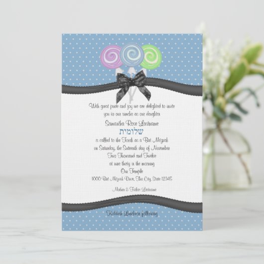 Lollipops und Polka Dots 12x18 Party Einladung (Stehend Vorderseite)