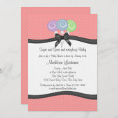 Lollipops und Polka Dots Babydusche Einladung (Vorne/Hinten)