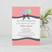 Lollipops und Polka Dots Babydusche Einladung (Stehend Vorderseite)