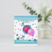 Lollipops und Süßigkeiten zum Geburtstag Einladung (Stehend Vorderseite)