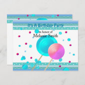 Lollipops und Süßigkeiten zum Geburtstag Einladung (Vorne/Hinten)