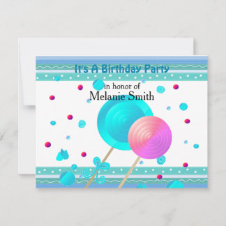 Lollipops und Süßigkeiten zum Geburtstag Einladung