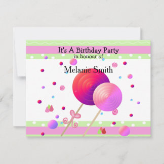Lollipops und Süßigkeiten zum Geburtstag Einladung