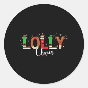 Lolly Claus Weihnachten Matching Shirts für Famili Runder Aufkleber