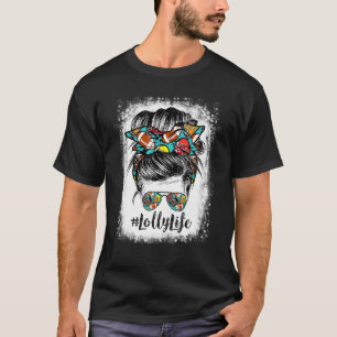 Lolly Life Messy Bun Football Player geblasen T-Shirt