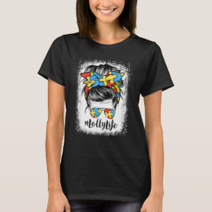 Lolly Life Messy Bun Hair Bandana Brille Autism T-Shirt