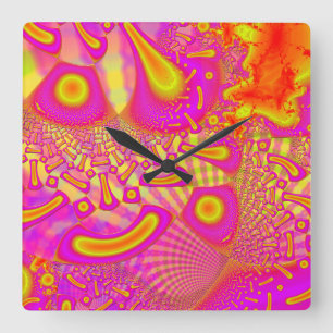 LollyPoP 3D Fused Glass Fractal Quadratische Wanduhr