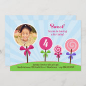 Lollypop Birthday Foto Flat Einladung (Vorne/Hinten)