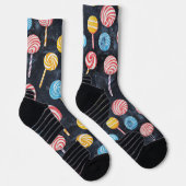 Lollypop Candy Sweet Chalk Zeichne Pattern Black Socken (Rechts)