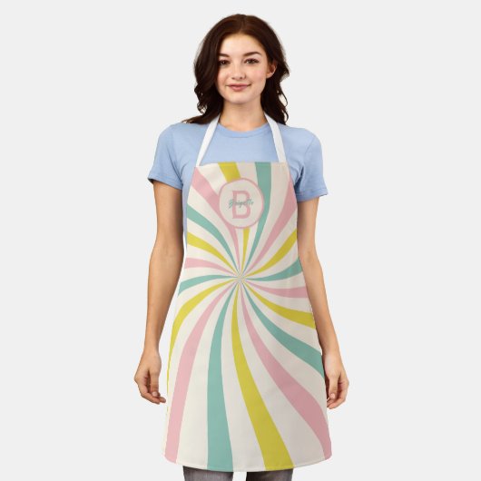 'Lollypop Vibes', Retro-Monogramm Schürze (Getragen)