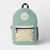 'Lollypop Vibes', Retro-Pastellwirbel Bedruckter Rucksack (Vorderseite)