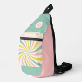 'Lollypop Vibes', Retro-Pastellwirbel Crossbody Bag (Rechte Ecke)