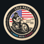 Lolo Pass Idaho Motorcycle Magnet<br><div class="desc">Lolo Pass done in a vintage,  distressed style emblem. It is a famous scenic drive found in Idaho and Montana.</div>