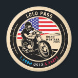 Lolo Pass Idaho Motorcycle Magnet<br><div class="desc">Lolo Pass done in a vintage,  distressed style emblem. It is a famous scenic drive found in Idaho and Montana.</div>