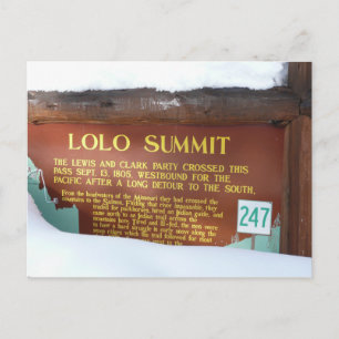 Lolo Summit Historic Marker in Snow, Idaho Postkarte
