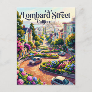 Lombard Street Kurvenreiche Abschnitt Kalifornien Postkarte