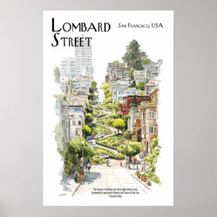 Lombard Street Poster San Francisco Kurvenreiche S