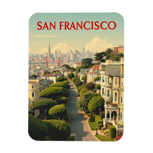 Lombard Street, San Francisco | Vintage Retro Magnet (Vertikal)