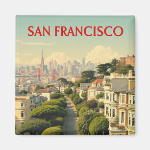 Lombard Street, San Francisco   Vintage Retro Magnet