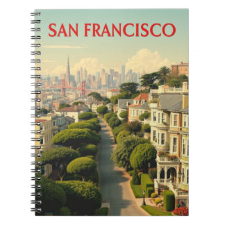 Lombard Street, San Francisco | Vintage Retro Notizblock